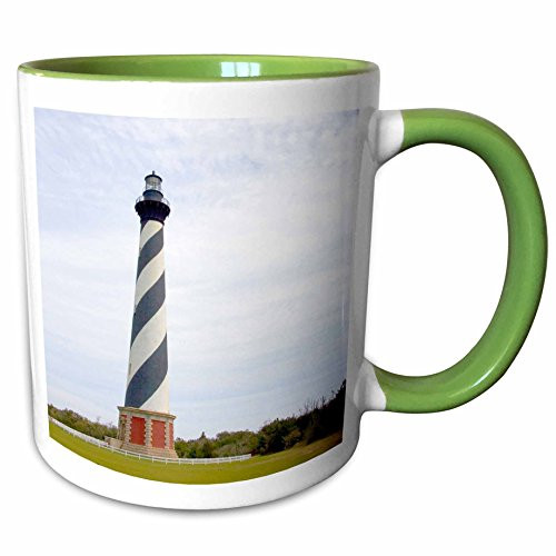 3dRose 93246_7 Cape Hatteras Lighthouse in North Carolina-US34 Ceramic Mug Green/White