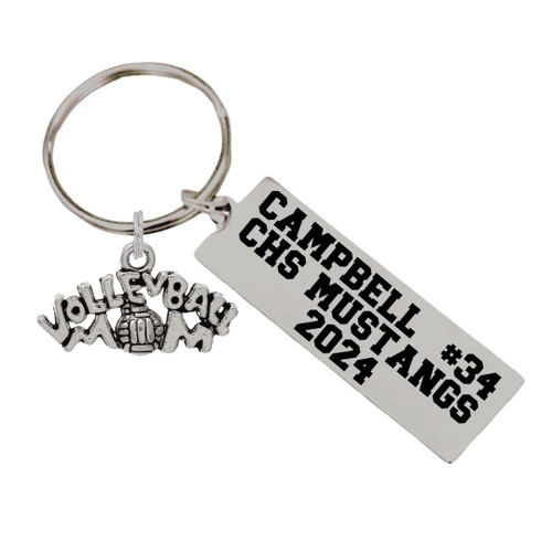 Volleyball Mom Personalized Custom Long Key Chain Basketball Charm Great Gift for Basketball Moms too
