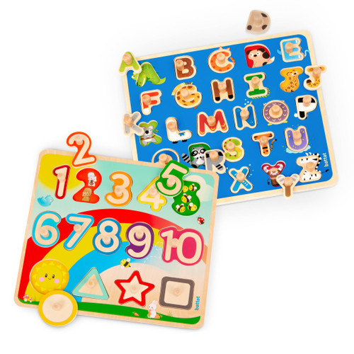 Battat- Wooden Alphabet & Number Puzzle- Puzzle n' Learn: ABC & 123- Educational Toy for Kids- 2 Years + Battat- Wooden Alphabet & Number Puzzle- Puzzle n' Learn: ABC & 123- Educational Toy for Kids- 2 Years +