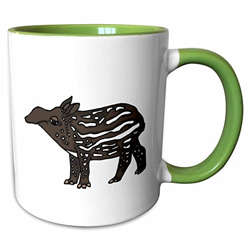 3dRose 200083_7 Cute Black and White Tapir Ceramic Mug Green