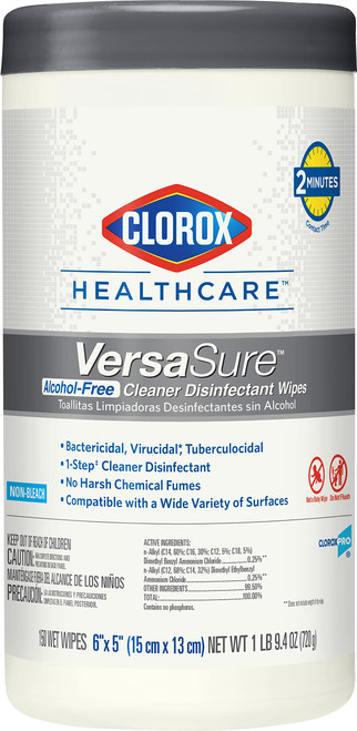 CloroxPro Healthcare Versasure Cleaner Disinfectant Wipes, Alcohol Free Clorox Wipes, Healthcare Cleaning and Industrial Cleaning, 150 Count - 17588 CloroxPro Healthcare Versasure Cleaner Disinfectant Wipes, Alcohol Free Clorox Wipes, Healthcare Cleaning and Industrial Cleaning, 150 Count - 17588