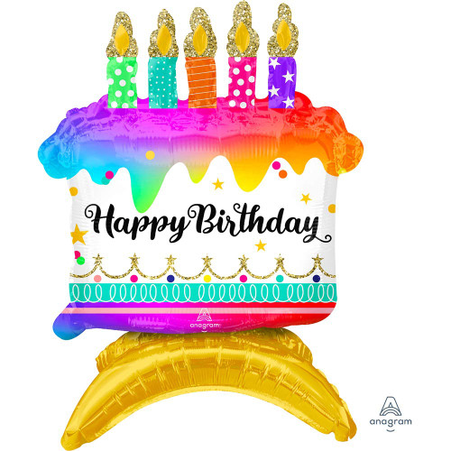 Anagram 35" Birthday Cake Foil Balloon, Multicolor