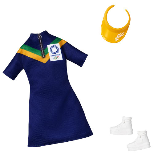 Barbie Clothes: Outfit Inspired by Olympic Games Tokyo 2020 Doll, Dress with Visor and Sneakers, Gift for 3 to 8 Year Olds Barbie Clothes: Outfit Inspired by Olympic Games Tokyo 2020 Doll, Dress with Visor and Sneakers, Gift for 3 to 8 Year Olds
