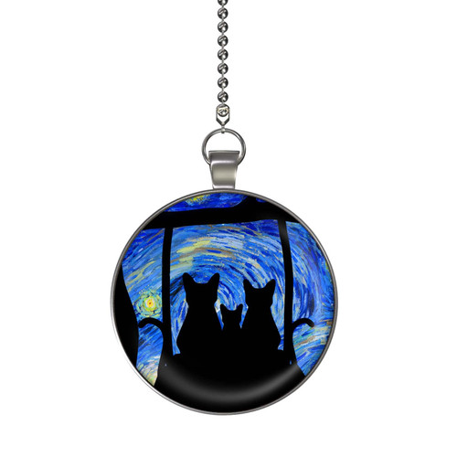 Gotham Decor Starry Night Cat Family Tree Swing Ceiling Fan and Light Pull Chain Pendant