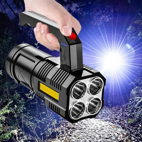 Fufafayo Rechargeable LED Strong Light Flashlights, Bright Flashlight with 4 Modes, Portable Flashlights, Outdoor Flashlight, Deals, Large Searchlight for Fishing, Hiking and Camping# a