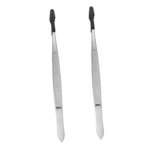 DOITOOL 2 Pcs Tweezers Stamp Nippers Curved Stamp Tongs Lab Industrial Anti- Static Eyelashes Tweezer Stamp Tweezer Long Tweezer Anti-static Tweezer Beaded Stainless Steel Beadwork