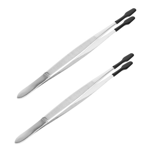 OSALADI 2 Pcs Tweezers Stainless Steel Anti- Static Curved Stamp Tongs Stamp Nippers Lab Industrial Long Tweezer Precision Tweezer Stamp Tweezer Anti-static Tweezer Food Eyelash