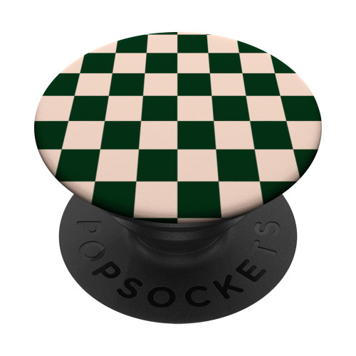 Dark Green and Light Cream Checkered Big Checkerboard PopSockets Standard PopGrip