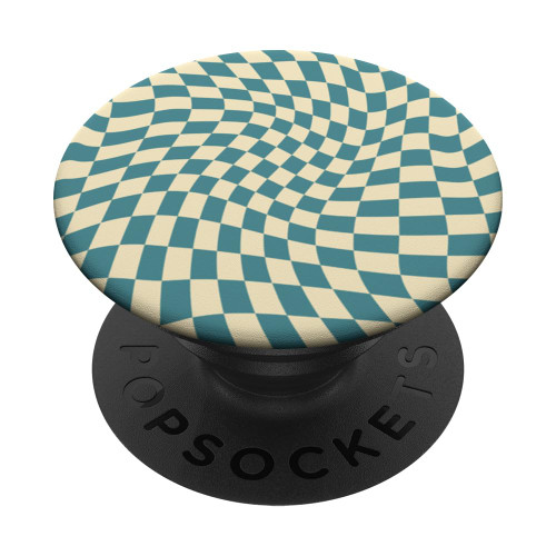 Classic Wavy Blue Checkered Retro Checkerboard Pattern PopSockets Standard PopGrip