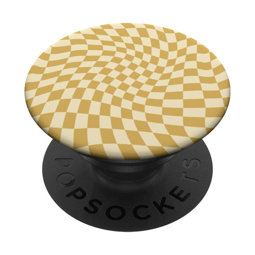 Classic Wavy Yellow Checkered Retro Checkerboard Pattern PopSockets Standard PopGrip