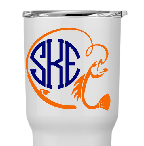 Fisherman Fishing Rod Monogram Decal Sticker for Laptops Cars Yeti RTIC Ozark Cooler Tumbler or Cup