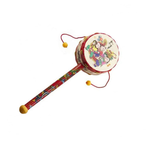 Kisangel Wood Baby Hand Rattle Toys Chinese Traditional Kids Monkey Drum Toddler Hand Shaking Spinning Rattle Drums Baby Musical Percussion Instrument