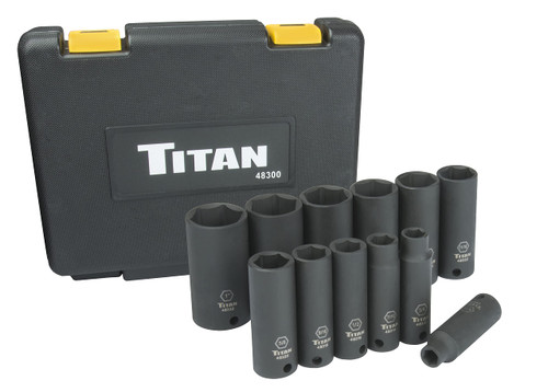 Titan 48300 12-Piece 3/8-Inch Drive SAE Deep Impact Socket Set