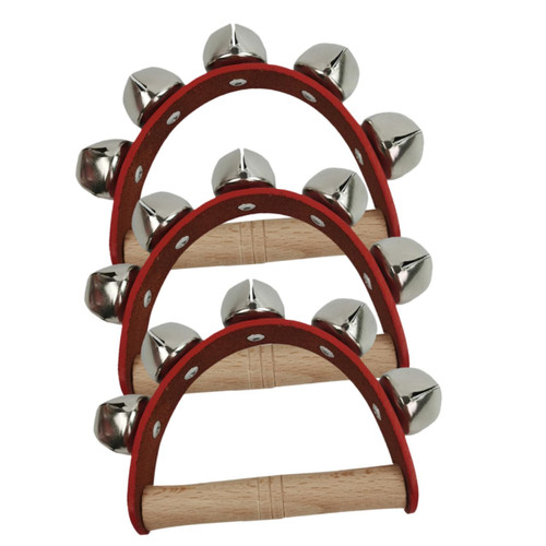 ERINGOGO 3pcs Five Bell Leather Hand Bell Percussion Tambourine Baby Instruments Rainbow Hand Bells Hand Bells for Kids Educational Baby Toys Kids Handbell Metal Equipment Child Hand Crank