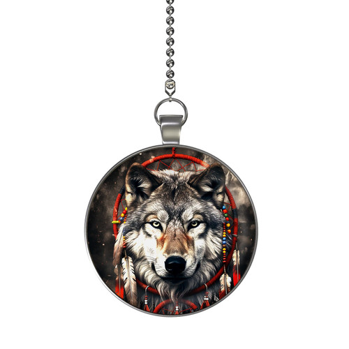 Gotham Decor Apache Dreamcatcher Wolf Single Ceiling Fan and Light Pull Chain Pendant/Fan Pull/Wolf Fan Pull