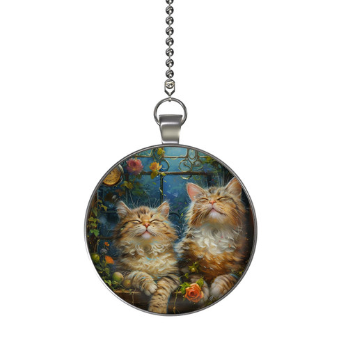 Gotham Decor Victorian Rose Cats Single Ceiling Fan and Light Pull Chain Pendant/Fan Pull/Cat Fan Pull