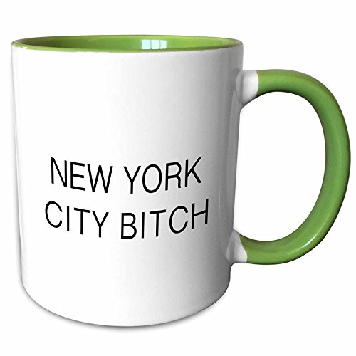 3dRose 232927_7 NEW YORK CITY BITCH Ceramic Mug Green/White