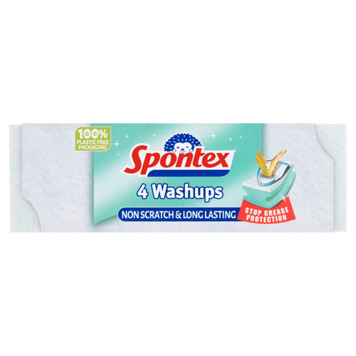 Spontex Washups Non Scratch Sponge Scourers, Pack of 4