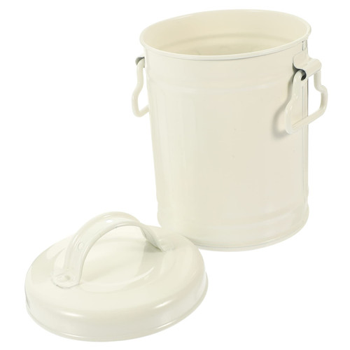 Alipis Desktop Trash can Bedroom Garbage can Bathroom Trash cans with lids Garbage Waste Basket Makeup Brush Tube Desk Pencil Holder Bins with lids with Cover Iron Office White Trash Rack