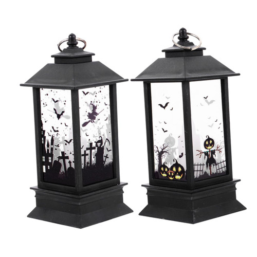 NOLITOY 2pcs Candle Light Outdoor Halloween Hanging Lantern Candle Lantern Halloween Vintage Lantern Led Halloween Lamp Outdoor Table Lamp Halloween Night Lamp Plastic Christmas Flame Lamp