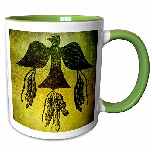 3dRose 181203_7 Spirit Feathers and Thunderbird a Native American Ceramic Mug Green/White