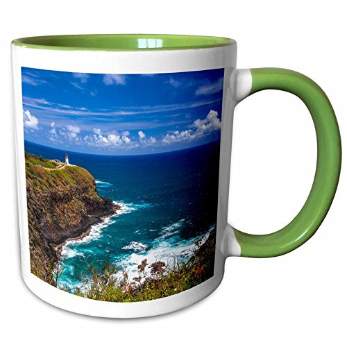 3dRose 206558_7 The The Kilauea Lighthouse on the Hawaiian island of K Ceramic Mug Green/White