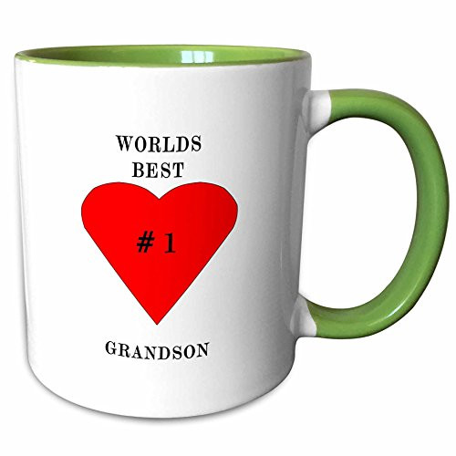 3dRose 60717_7 The The Worlds Best Grandson Ceramic Mug Green/White