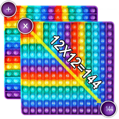 AK-SHIP Multiplication Game Table, 12 X 12 Multiplication Math Board Numbers Addition and Multiplication Table in one, Rainbow Dimple Fingertip Toys, Stress Relieving ?1 Piece?