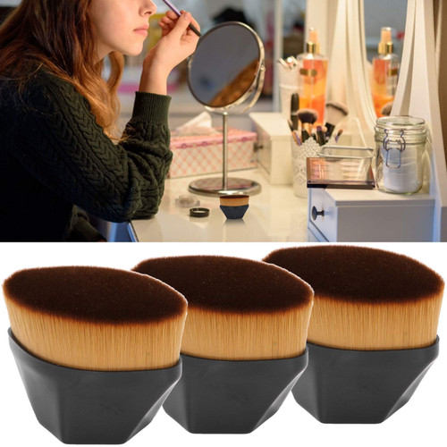 3pcs Makeup Liquid Brushes, Petal-Shaped Cosmetic Flat Blush Brushes Makeup Brush Contour Blush Highlight Eyeshadow Buffing Blending Face Powder Blush Portable Cosmetic Brushes For Girls(black)