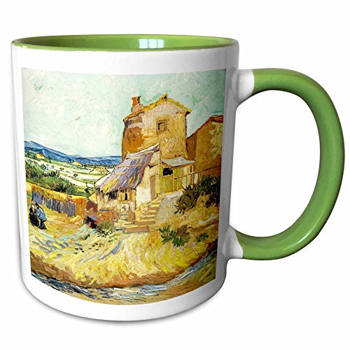 3dRose 47912_7 Van Gogh Old Mill Painting Ceramic Mug Green/White