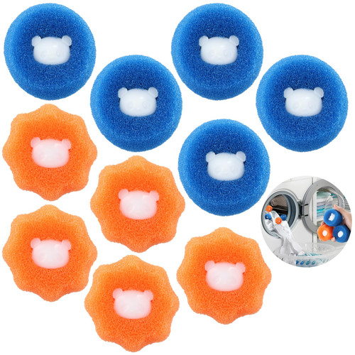 Anjetan 10 PCS Hair Removal Cleaning Balls,Reusable Clothes Anti-winding Adsorption Hair Catcher,Hair Remover for Laundry, Washing