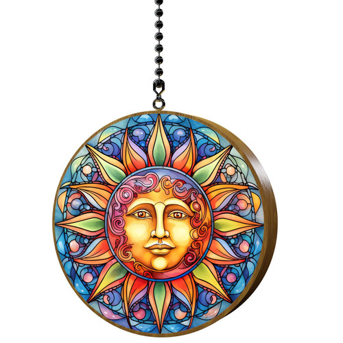 Gotham Decor Celestial Sun Burst Hardwood Fan/Light Pull