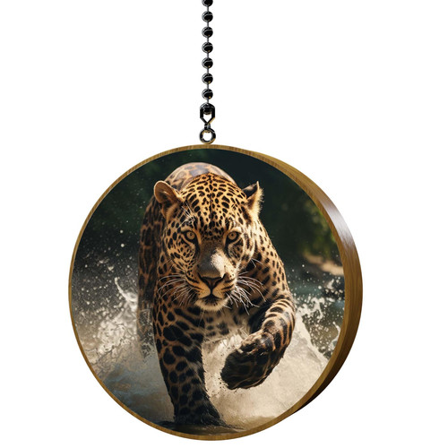 Gotham Decor Leopard Running in The River Hardwood Fan/Light Pull