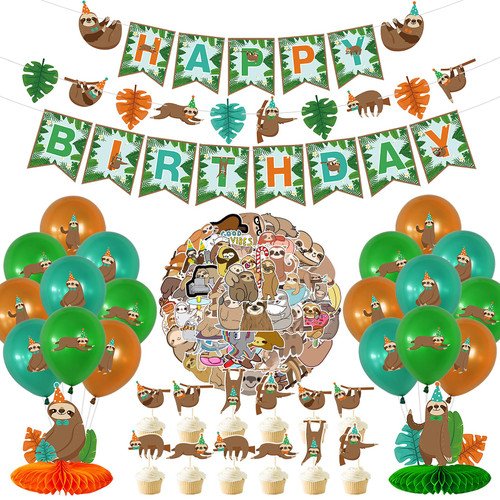 Sloth Birthday Party Supplies, Sloth Birthday Decorations Balloon Set, Sloth Themed Party Supplies Decor with Happy Birthday Banner, Cupcake Toppers, Balloons for Boys Girls 1st Baby Shower Sloth Birthday Party Supplies, Sloth Birthday Decorations Balloon Set, Sloth Themed Party Supplies Decor with Happy Birthday Banner, Cupcake Toppers, Balloons for Boys Girls 1st Baby Shower