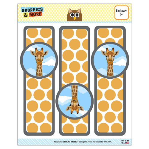 Cute Giraffe and Sky Zoo Animal Safari Set of 3 Glossy Laminated Bookmarks