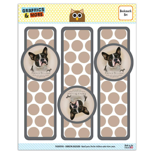 French Bulldog Dog Breed Set of 3 Glossy Laminated Bookmarks