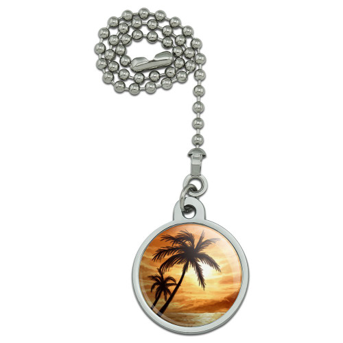 GRAPHICS & MORE Sunset on Tropical Beach with Palm Trees Hawaii Orange Ceiling Fan and Light Pull Chain