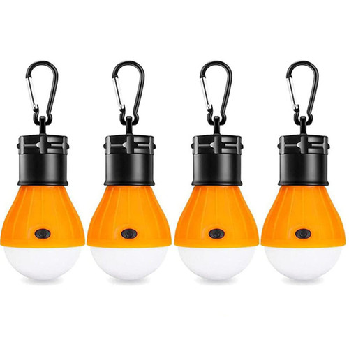 LED Tent Light 4-Pack Clip Hook Hurricane Emergency Lights LED Camping Light Bulb Camping Tent Lamp Portable Lantern Bulb Camping Equipment for Camping, Hiking (Orange)