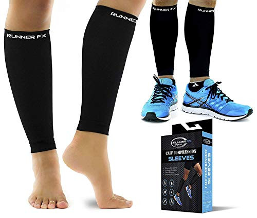 Pro Calf Compression Sleeve Men & Womens (20-30mmHg) - Shin Splint Leg Compression Sleeve for Instant Leg Pain Relief, Circulation & Recovery Socks - Compression Sleeves for Runners, Cramps