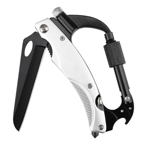 Foxmox Multitool Carabiner Knife,EDC Carabiners Keychain,Folding Pocket Knives,LED Flashlight,Glass Breaker and Bottle Opener,Tactical Carabiner Multi-Tools and Outdoor Survival Gear for men and women Foxmox Multitool Carabiner Knife,EDC Carabiners Keychain,Folding Pocket Knives,LED Flashlight,Glass Breaker and Bottle Opener,Tactical Carabiner Multi-Tools and Outdoor Survival Gear for men and women