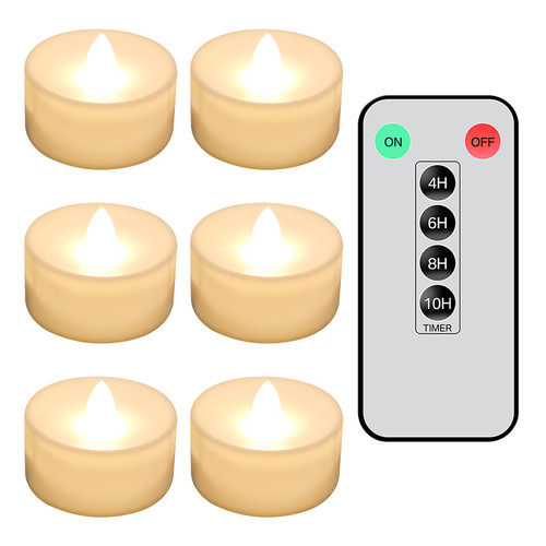 Neween Flameless Candles with Remote, Battery Operated LED Tea Lights with Realistic Flickering, Warm White, Pack of 6 Neween Flameless Candles with Remote, Battery Operated LED Tea Lights with Realistic Flickering, Warm White, Pack of 6
