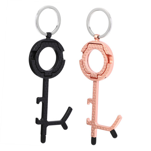 2pcs Touchless Key Bottle Opener Contactless Tool Multitool Keychain Edc Tools Multitools Hook Tool Non Touch Edc Keychain Key Fob Alloy Electronic