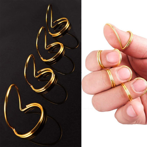 SH-RuiDu 4 Pcs Butterfly Guitar Finger Picks Fingerstyle Plectrum Thumb Picks Portable Adjustable Alloy Finger Thumb Picks Guitar Accessory for Guitar Bass (Golden)