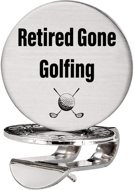 Advivio Retired Gone Golfing - Funny Golf Ball Marker with Magnetic Hat Clip, Stainless Steel Golf Marker Accessories Retired Gifts for Dad, Men, Golfer, Golf Lovers
