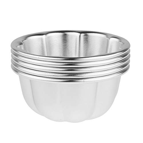 CHICTRY 5Pcs Flower Shape Egg Tart Molds Nonstick Aluminum Alloy Pudding Pan Cupcake Muffin Cups DIY Cake Tartlets Baking Tool Silver S