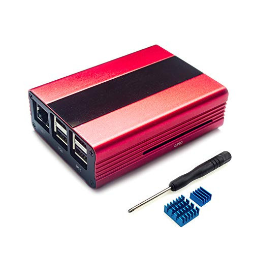 VehiGo Raspberry Pi Case, Aluminum Alloy Case for Raspberry Pi 3 Model B+, Metal Raspberry Pi 3 Model B/B+ Case, Metal Case Enclosure Kit for Raspberry Pi 2 Model B (Red)