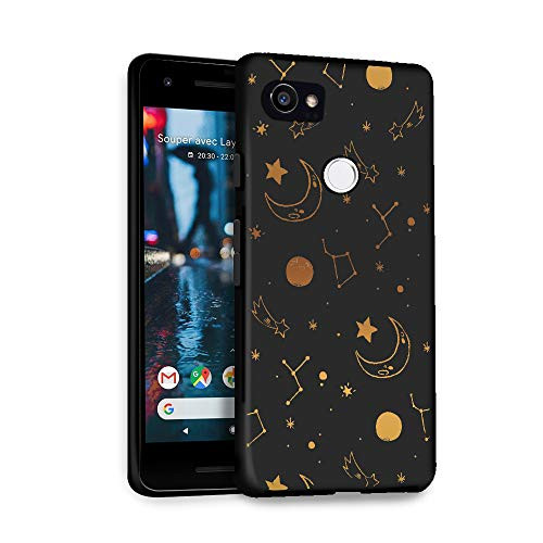 HelloGiftify Google Pixel 2XL Case, Golden Horoscope TPU Black Soft Gel Protective Case for Google Pixel 2XL