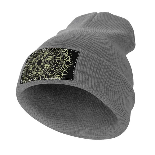 Beanies Cap for Women Men Adult, Soft Spring Autumn Winter Hats, Norse Viking Vegvisir Runic Compass Acrylic Knit Cap Lightweight and Thin Bonnet Hat