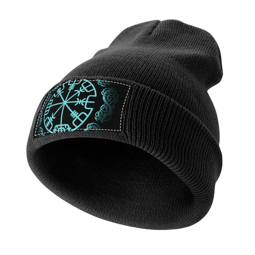 Men Women Beanie Hat Soft and Warm Cuffed Knit Cap, Viking Vegvisir Magic Navigation Compass Ancient Acrylic Slouchy Hat for Adult Stretchy Skull Cap