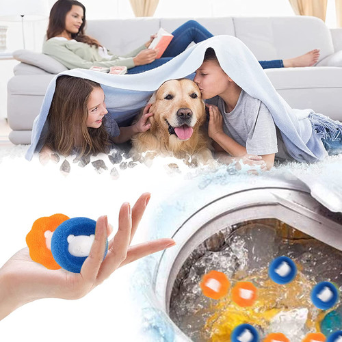 Pet Hair Remover for Laundry, Laundry Pet Hair Catcher, Washing Machine Hair Catcher, Washing Balls Dryer Balls for Clothing Dog Cat Pet Fur Remover 9 Pcs (Blue/Orange)